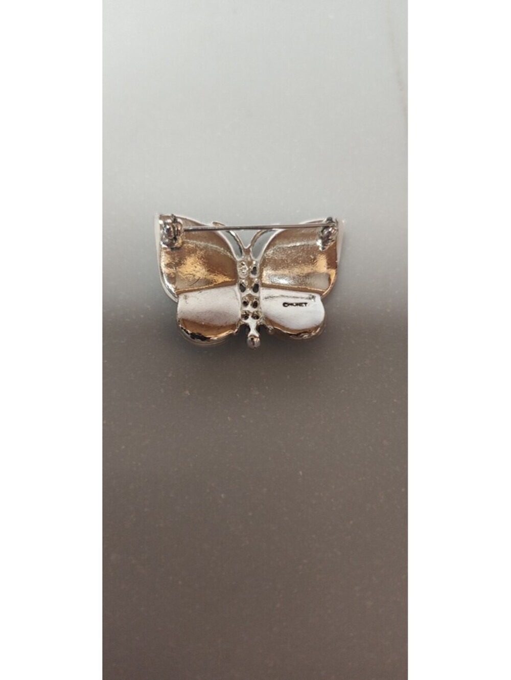 Vintage MONET Butterfly Brooch Lot 3 Signed Gold Tone Rhinestone Enamel - Picture 6 of 7